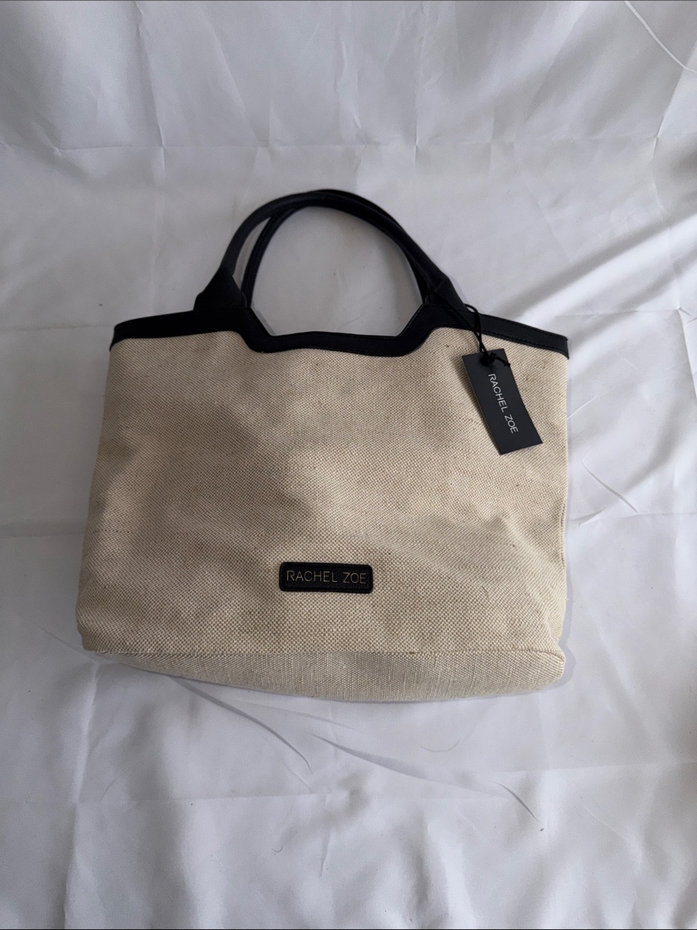 Rachel Zoe Woven Straw/Canvas Summer Tote Bag - Picture 1 of 3